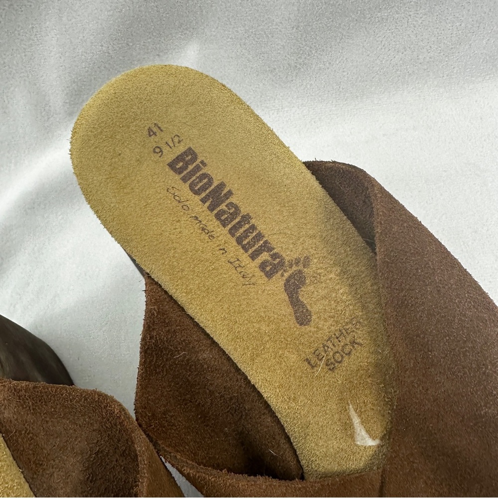 Bionatura Platform Sandals Brown Suede Leather Womens 9.5 Brown Chunky Summer - Picture 2 of 8